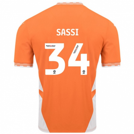 Kandiny Enfant Maillot Dan Sassi #34 Orange Blanc Tenues Domicile 2024/25 T-Shirt