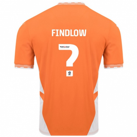 Kandiny Enfant Maillot Luke Findlow #0 Orange Blanc Tenues Domicile 2024/25 T-Shirt