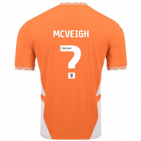 Kandiny Enfant Maillot Conor Mcveigh #0 Orange Blanc Tenues Domicile 2024/25 T-Shirt