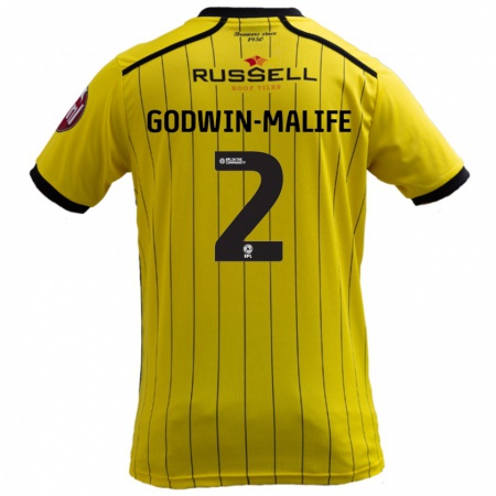 Kandiny Enfant Maillot Udoka Godwin-Malife #2 Jaune Tenues Domicile 2024/25 T-Shirt