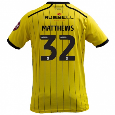 Kandiny Enfant Maillot Daniel Matthews #32 Jaune Tenues Domicile 2024/25 T-Shirt