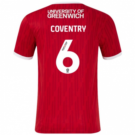 Kandiny Enfant Maillot Conor Coventry #6 Rouge Blanc Tenues Domicile 2024/25 T-Shirt