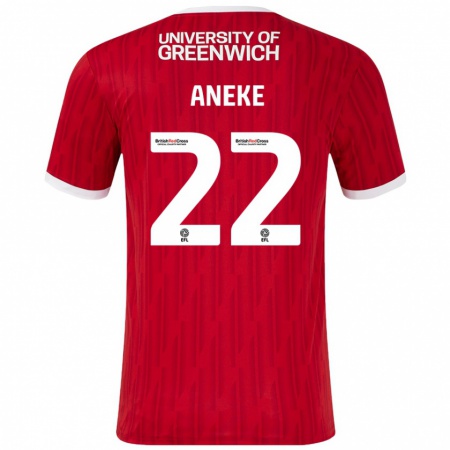 Kandiny Enfant Maillot Chuks Aneke #22 Rouge Blanc Tenues Domicile 2024/25 T-Shirt