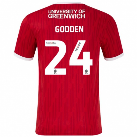 Kandiny Enfant Maillot Matty Godden #24 Rouge Blanc Tenues Domicile 2024/25 T-Shirt