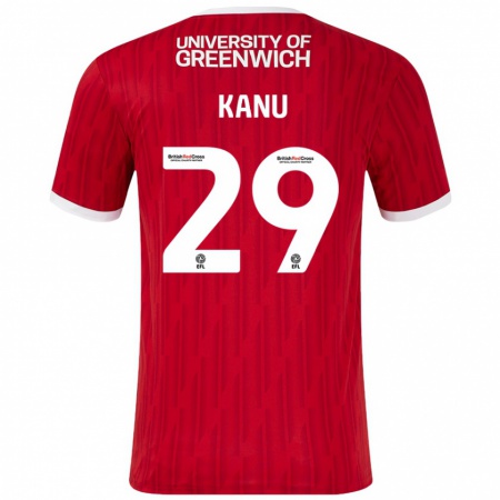 Kandiny Enfant Maillot Daniel Kanu #29 Rouge Blanc Tenues Domicile 2024/25 T-Shirt