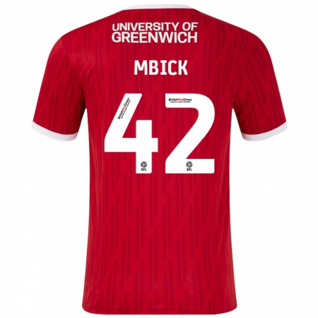 Kandiny Enfant Maillot Micah Mbick #42 Rouge Blanc Tenues Domicile 2024/25 T-Shirt