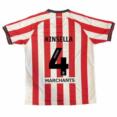 Kandiny Enfant Maillot Liam Kinsella #4 Rouge Blanc Tenues Domicile 2024/25 T-Shirt