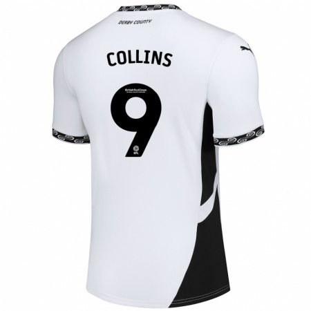 Kandiny Enfant Maillot James Collins #9 Blanc Noir Tenues Domicile 2024/25 T-Shirt