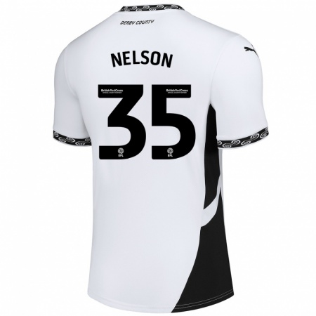 Kandiny Enfant Maillot Curtis Nelson #35 Blanc Noir Tenues Domicile 2024/25 T-Shirt