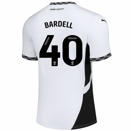 Kandiny Enfant Maillot Max Bardell #40 Blanc Noir Tenues Domicile 2024/25 T-Shirt