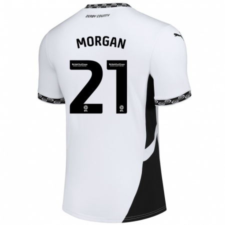 Kandiny Enfant Maillot Sarah Morgan #21 Blanc Noir Tenues Domicile 2024/25 T-Shirt