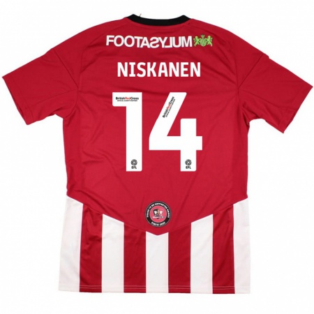 Kandiny Enfant Maillot Ilmari Niskanen #14 Rouge Blanc Tenues Domicile 2024/25 T-Shirt