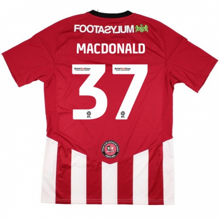 Kandiny Enfant Maillot Shaun Macdonald #37 Rouge Blanc Tenues Domicile 2024/25 T-Shirt