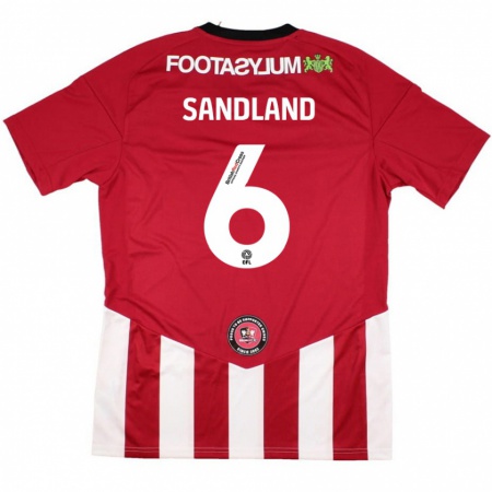 Kandiny Enfant Maillot Jess Sandland #6 Rouge Blanc Tenues Domicile 2024/25 T-Shirt