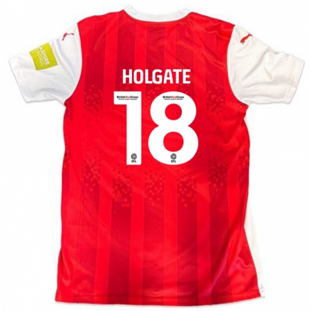 Kandiny Enfant Maillot Harrison Holgate #18 Rouge Blanc Tenues Domicile 2024/25 T-Shirt