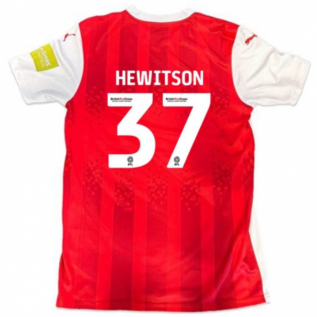 Kandiny Enfant Maillot Luke Hewitson #37 Rouge Blanc Tenues Domicile 2024/25 T-Shirt