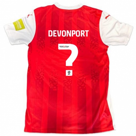 Kandiny Enfant Maillot Owen Devonport #0 Rouge Blanc Tenues Domicile 2024/25 T-Shirt