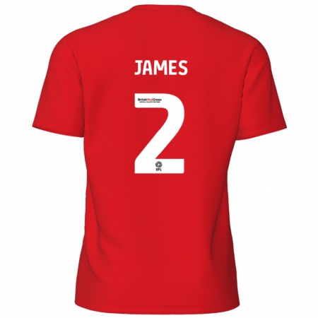 Kandiny Enfant Maillot Tom James #2 Rouge Tenues Domicile 2024/25 T-Shirt