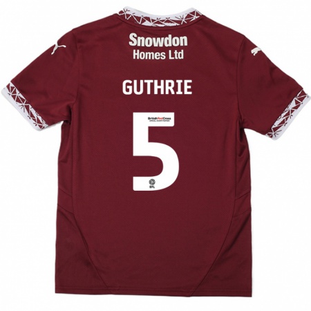 Kandiny Enfant Maillot Jon Guthrie #5 Bordeaux Tenues Domicile 2024/25 T-Shirt