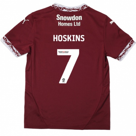 Kandiny Enfant Maillot Sam Hoskins #7 Bordeaux Tenues Domicile 2024/25 T-Shirt