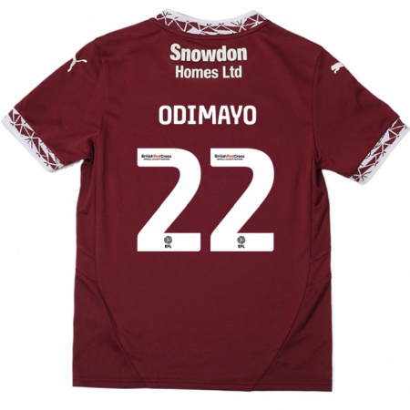 Kandiny Enfant Maillot Akin Odimayo #22 Bordeaux Tenues Domicile 2024/25 T-Shirt