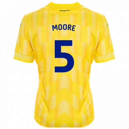 Kandiny Enfant Maillot Elliott Moore #5 Jaune Tenues Domicile 2024/25 T-Shirt