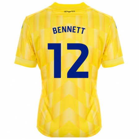 Kandiny Enfant Maillot Joe Bennett #12 Jaune Tenues Domicile 2024/25 T-Shirt