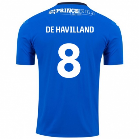 Kandiny Enfant Maillot Ryan De Havilland #8 Bleu Blanc Tenues Domicile 2024/25 T-Shirt