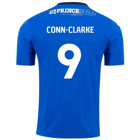 Kandiny Enfant Maillot Chris Conn-Clarke #9 Bleu Blanc Tenues Domicile 2024/25 T-Shirt