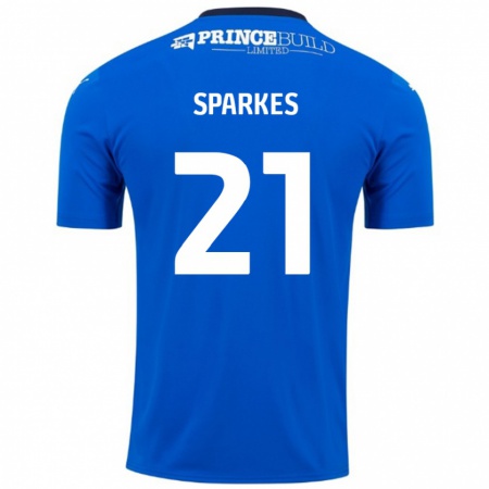 Kandiny Enfant Maillot Jack Sparkes #21 Bleu Blanc Tenues Domicile 2024/25 T-Shirt