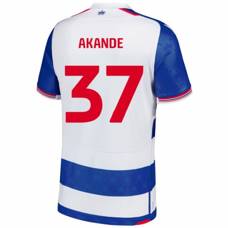 Kandiny Enfant Maillot Adrian Akande #37 Bleu Blanc Tenues Domicile 2024/25 T-Shirt