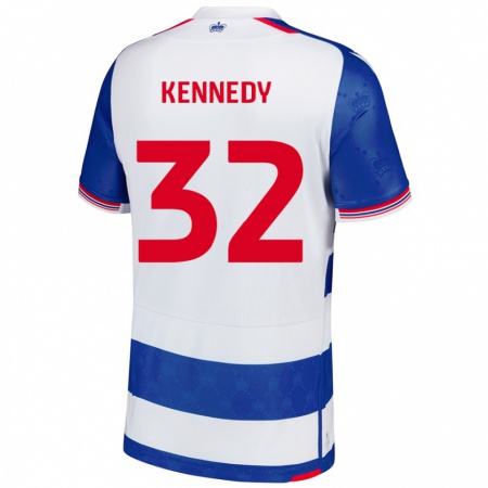 Kandiny Enfant Maillot Stevie Kennedy #32 Bleu Blanc Tenues Domicile 2024/25 T-Shirt