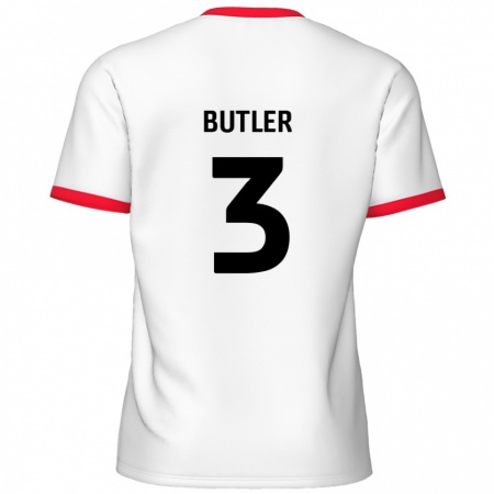 Kandiny Enfant Maillot Dan Butler #3 Blanc Rouge Tenues Domicile 2024/25 T-Shirt