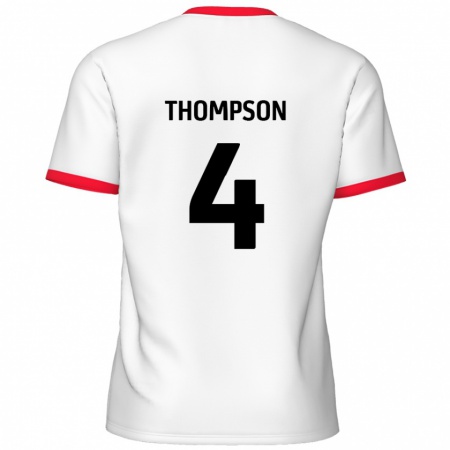 Kandiny Enfant Maillot Nathan Thompson #4 Blanc Rouge Tenues Domicile 2024/25 T-Shirt