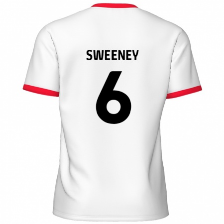 Kandiny Enfant Maillot Dan Sweeney #6 Blanc Rouge Tenues Domicile 2024/25 T-Shirt