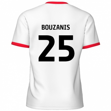 Kandiny Enfant Maillot Dean Bouzanis #25 Blanc Rouge Tenues Domicile 2024/25 T-Shirt