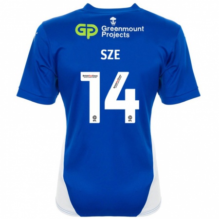 Kandiny Enfant Maillot Chris Sze #14 Bleu Blanc Tenues Domicile 2024/25 T-Shirt