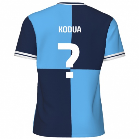 Kandiny Enfant Maillot Gideon Kodua #0 Bleu Ciel Bleu Foncé Tenues Domicile 2024/25 T-Shirt