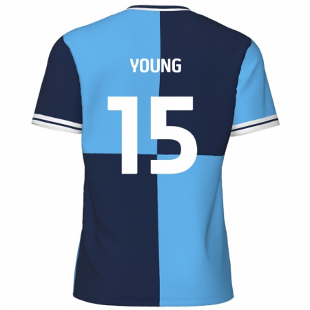 Kandiny Enfant Maillot Jack Young #15 Bleu Ciel Bleu Foncé Tenues Domicile 2024/25 T-Shirt