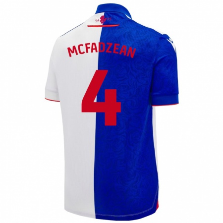 Kandiny Enfant Maillot Kyle Mcfadzean #4 Bleu Ciel Blanc Tenues Domicile 2024/25 T-Shirt