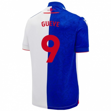 Kandiny Enfant Maillot Makhtar Gueye #9 Bleu Ciel Blanc Tenues Domicile 2024/25 T-Shirt