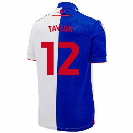 Kandiny Enfant Maillot Emma Taylor #12 Bleu Ciel Blanc Tenues Domicile 2024/25 T-Shirt