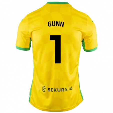 Kandiny Enfant Maillot Angus Gunn #1 Jaune Vert Tenues Domicile 2024/25 T-Shirt