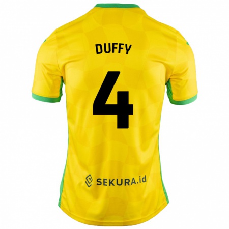 Kandiny Enfant Maillot Shane Duffy #4 Jaune Vert Tenues Domicile 2024/25 T-Shirt