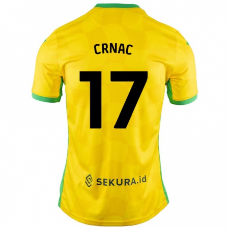 Kandiny Enfant Maillot Ante Crnac #17 Jaune Vert Tenues Domicile 2024/25 T-Shirt