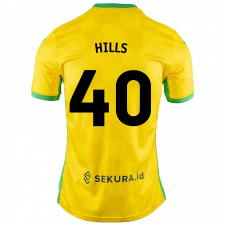 Kandiny Enfant Maillot Brad Hills #40 Jaune Vert Tenues Domicile 2024/25 T-Shirt