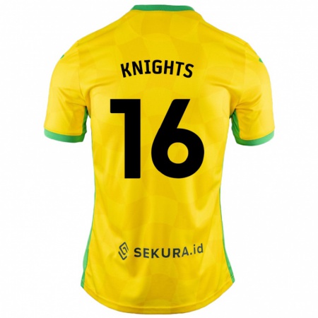 Kandiny Enfant Maillot Katie Knights #16 Jaune Vert Tenues Domicile 2024/25 T-Shirt