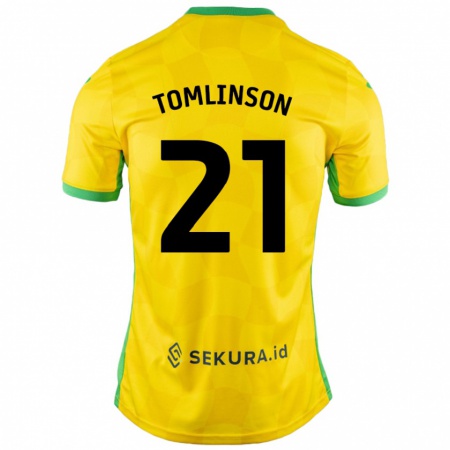 Kandiny Enfant Maillot Lauren Tomlinson #21 Jaune Vert Tenues Domicile 2024/25 T-Shirt