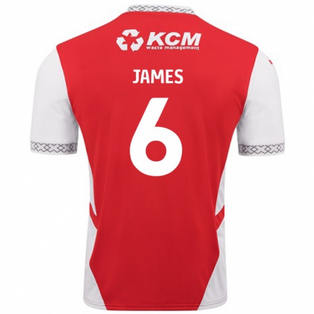 Kandiny Enfant Maillot Reece James #6 Rouge Blanc Tenues Domicile 2024/25 T-Shirt