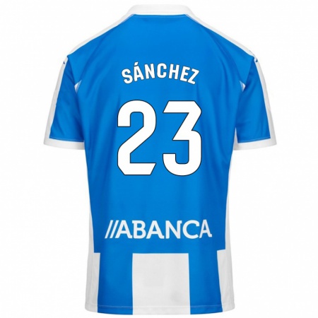 Kandiny Enfant Maillot Kevin Sánchez #23 Bleu Blanc Tenues Domicile 2024/25 T-Shirt